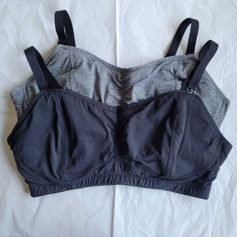 Motherhood Nursing Sports Bras - Black and Grey 2 count